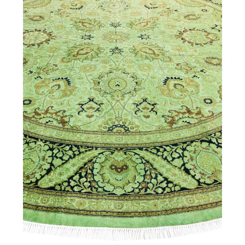 Overdyed One-of-a-Kind Hand-Knotted Area Rug - Green - 9' 1" x 9' 1"