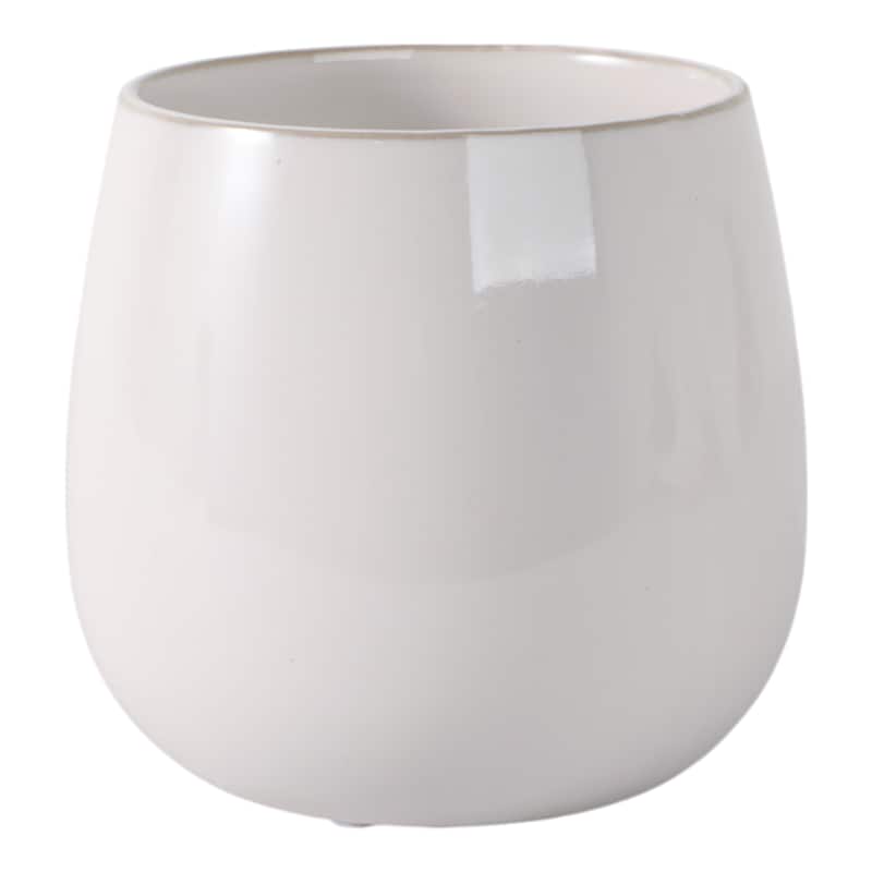 Ceramic Planter with Raised Floral Detailing and Glossy Texture