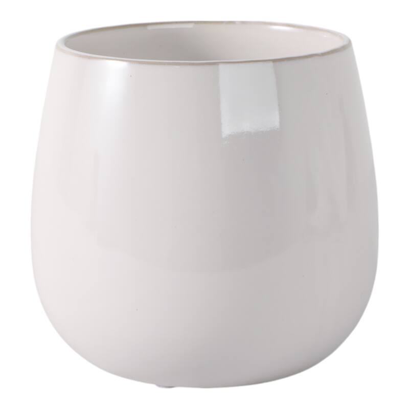 Ceramic Planter Raised Floral Detailing Glossy Decorative Display