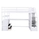 preview thumbnail 37 of 39, Loft Bed with Desk and Shelves, Wooden Bed Frame with 2 Drawers, Storage Staircase and Full-Length Guardrail for Bedroom