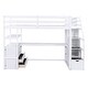 preview thumbnail 8 of 10, White Loft Bed with Side Storage Stairs, L-shape Desk Underneath Built-in 2 Large Drawers, Shelves, Twin Size Loft Storage Bed