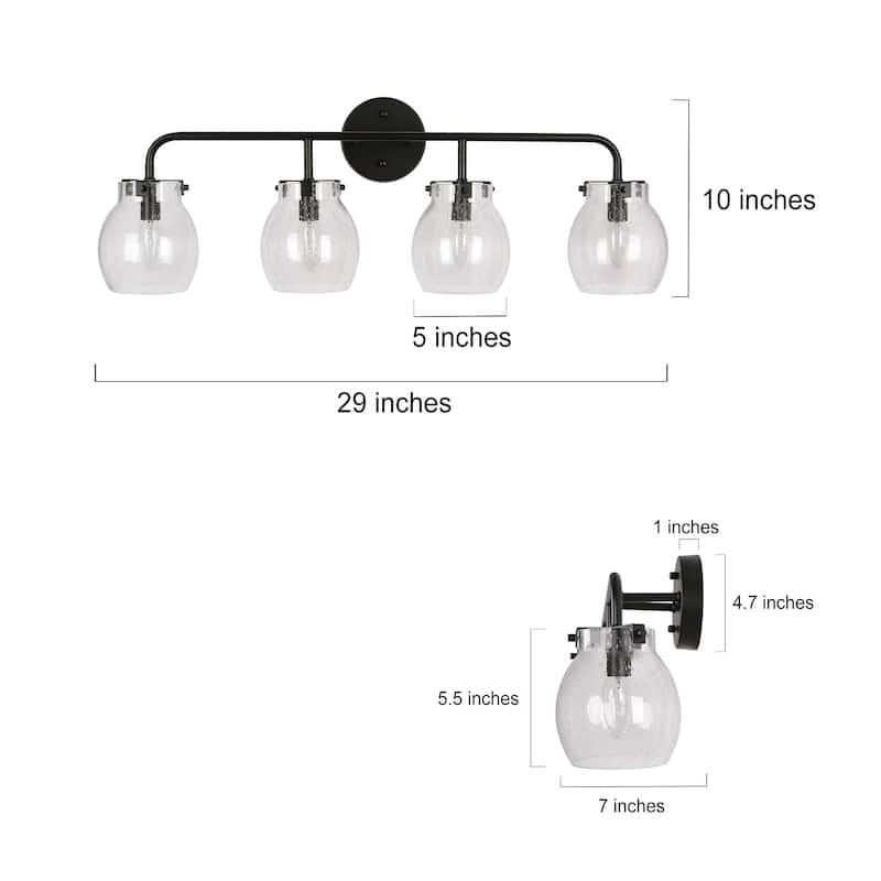 Olia Modern Farmhouse Bathroom Vanity Light Black Glass Wall Sconces