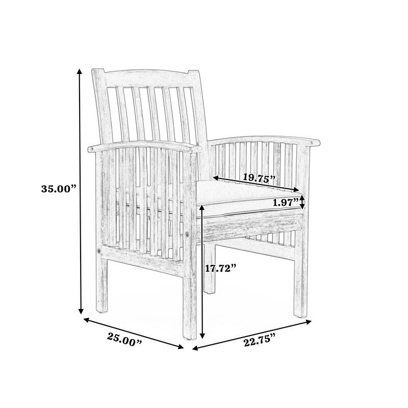 2-Piece Acacia Wood Dining Chair Set with Water-Resistant Cushions