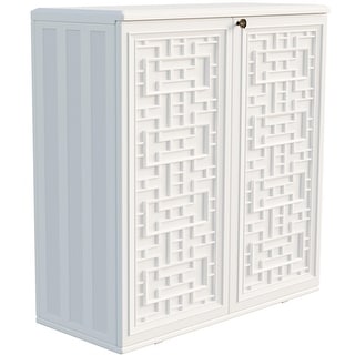 Indoor Outdoor Storage Cabinet Waterproof with Shelf, Plastic