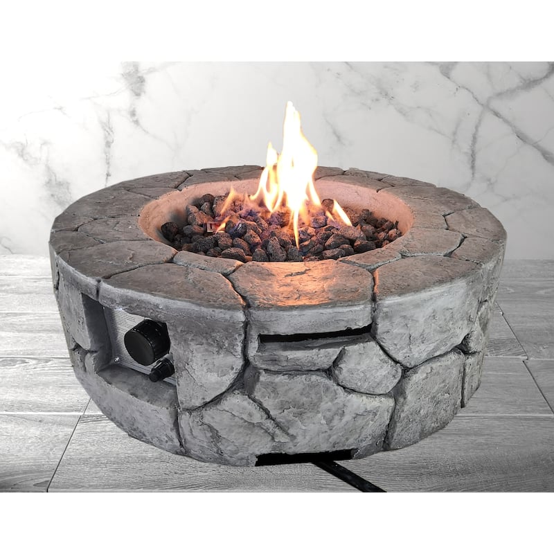 Living Source International 9'' H x 28'' W Fiber Reinforced Concrete Outdoor Fire pit(Stone Gray)
