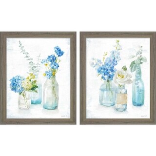 Danhui Nai 'Beach Cottage Florals - No Shells' Framed Art (Set of 2)
