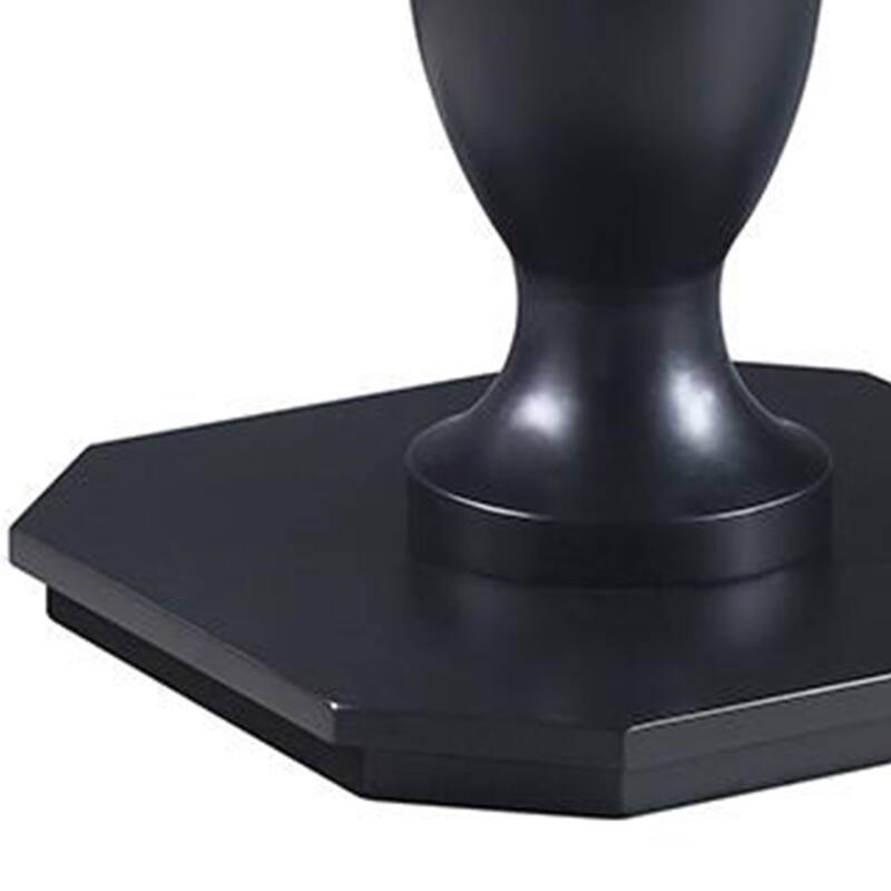 Susy 28 Inch Wood Reversible Board Game Table with Pedestal Stand, Black