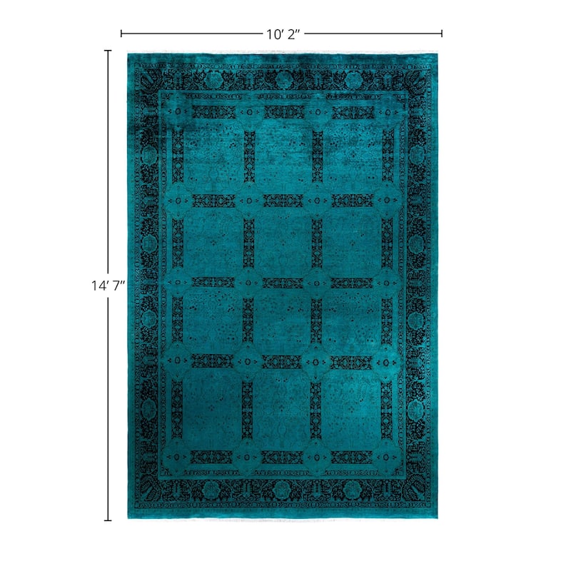 Overdyed, One-of-a-Kind Hand-Knotted Area Rug - Blue - 10' 2" x 14' 7"