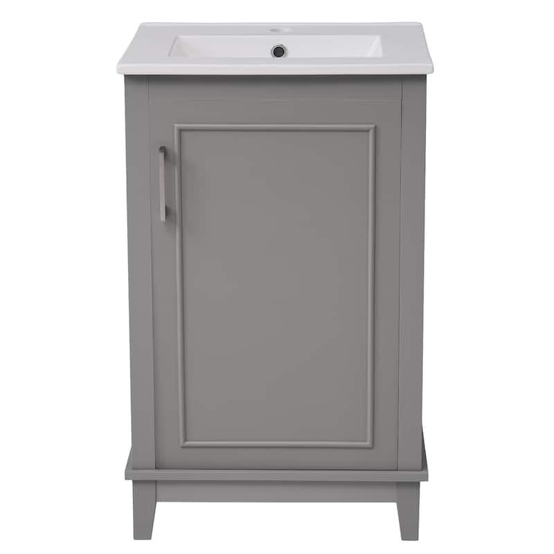Bathroom Vanity with Sink, Small Bathroom Cabinet with Storage Racks, Single Basin Vanity Set with Soft-Close Door