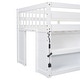 preview thumbnail 9 of 7, White Twin Size Wood Low Loft Bed with Two-Tier Shelves and LED