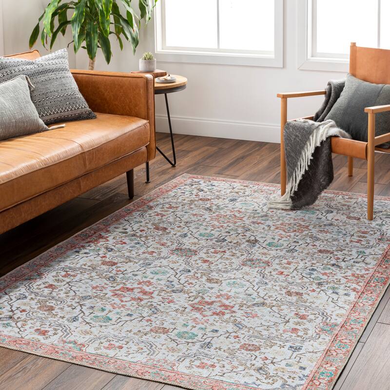 Livabliss Erranki Updated Floral Washable Area Rug - 2' x 2'11" - Pink/Ivory