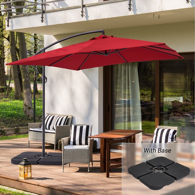 LIVOOSUN Patio 8.2ft Cantilever Offset Hanging Umbrella With a Base