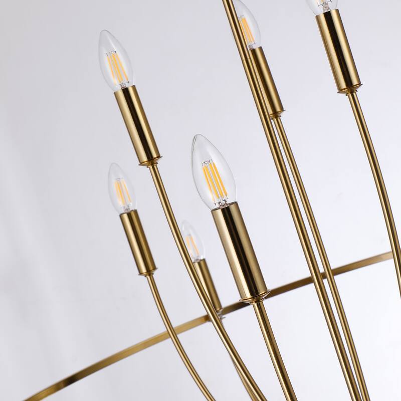 12-Light Metal Lotus Chandelier Graceful Curve Candlestick Ceiling Light