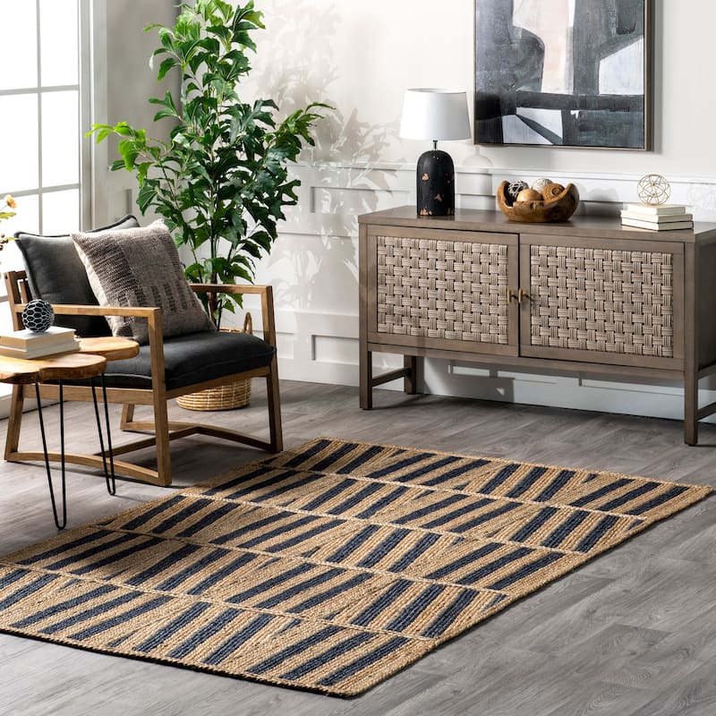Nuloom Nalle Tilted Stripes Jute Area Rug.