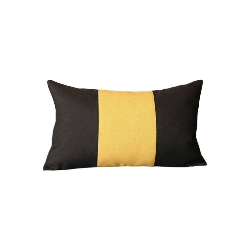 HomeRoots Set of Four 12" X 20" Black And Yellow Lumbar Throw Pillows