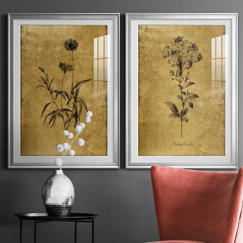 Gold Sketch Botanical I Premium Framed Print - Ready to Hang