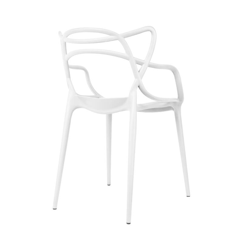 Modern Stackable Geometric Molded Stacking Chairs Dining Armchairs Indoor Outdoor Patio Work Office Kitchen (Set of 2)