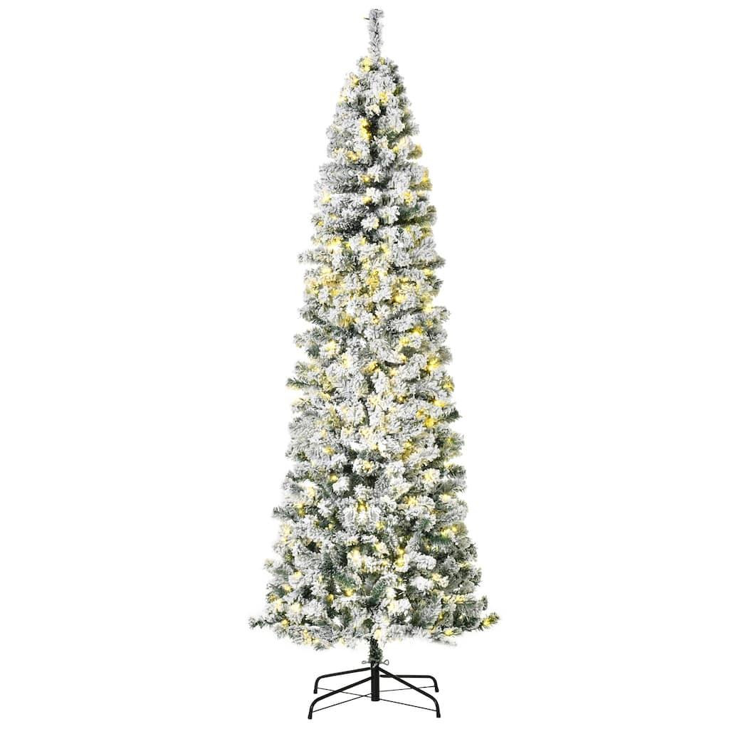 Snow-Flocked Pre-Lit Artificial Douglas Fir Christmas Tree with LED Lights & Tips