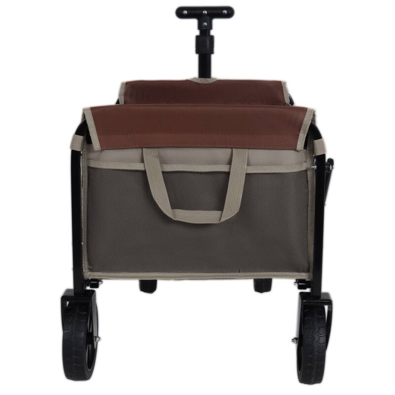 All-in-One Convertible Folding Wagon with Bench Seat, Storage & Dog Tether - Heavy-Duty Utility Cart