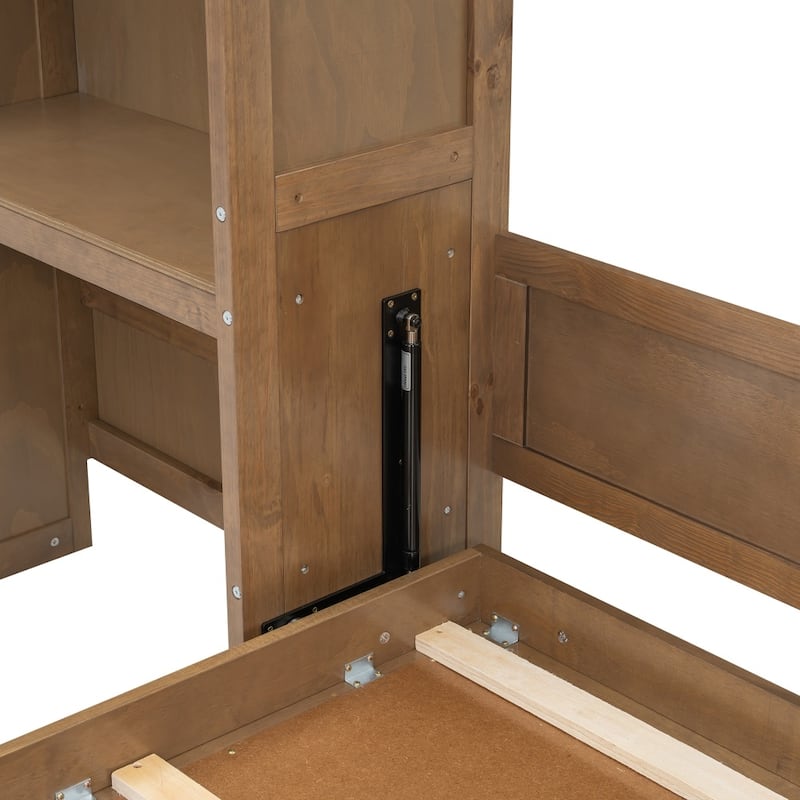 Classic Louvered Style Queen Size Murphy Bed with Storage Shelves