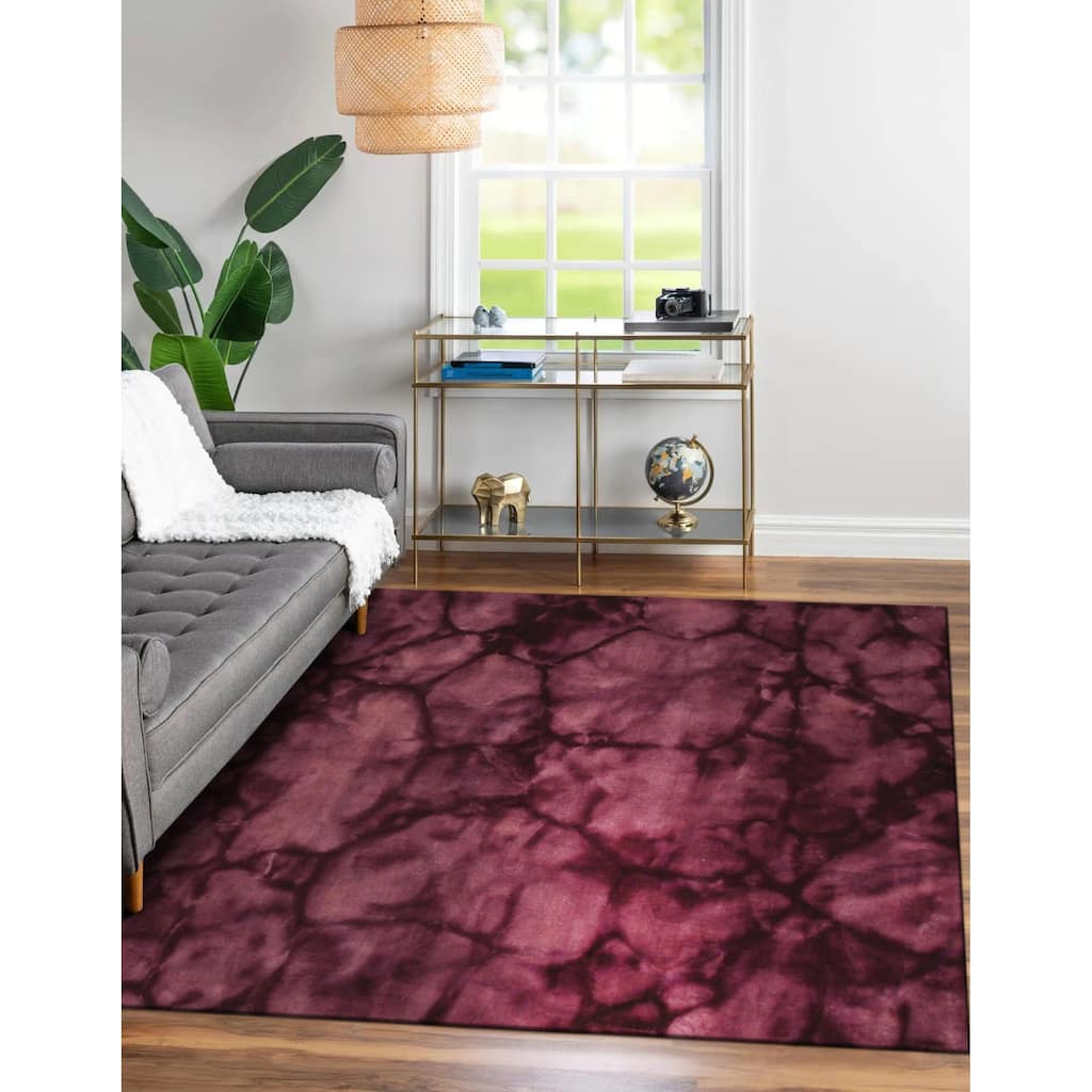 Purple Contemporary Abstract Dip Dyed Area Rug - Modern Elegance and Artistic Flair - 2' x 10'