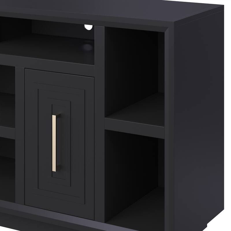 Bridgevine Home Sunset 67 inch TV Stand Console for TVs up to 80 inches, No Assembly Required, Black Finish
