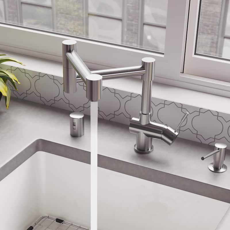 ALFI AB2038-BSS Brushed Silver Stainless Steel 12-inch Retractable Single-hole Kitchen Faucet