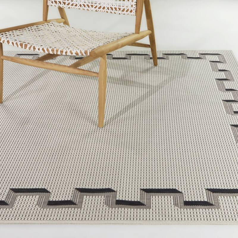 Samina Transitional Border Indoor/Outdoor Area Rug - 7'10" x 10' - Grey