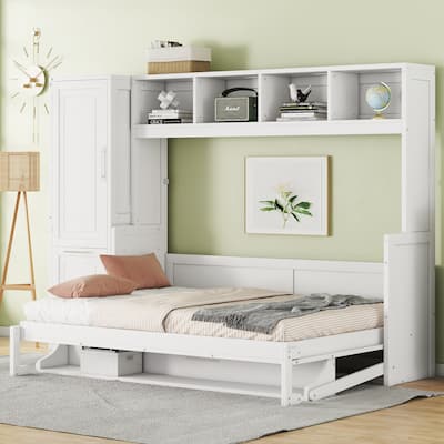 Full/Queen Smart Murphy Bed with Wardrobe & Storage, Space-Saving System