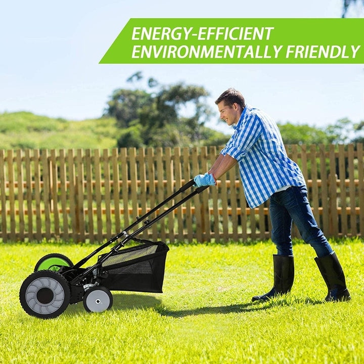 Manual lawn mower with grass catcher sales