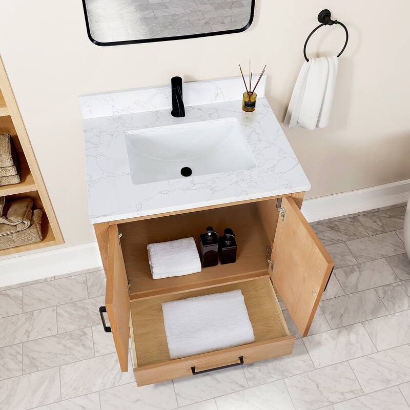 Shannon Bath Vanity with Composite Stone Countertop and Mirror