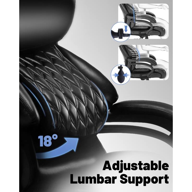 600LBS Large Heavy Duty Office Chair,High Back Executive Desk Chair with Pocket Spring Cushion, Quiet Rubber Wheel