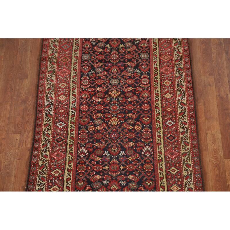Pre-1900 Antique Bakhtiari Persian Runner Rug Handmade Wool Carpet - 3'4"x 15'8"
