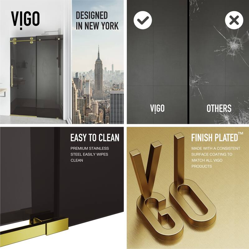 VIGO Elan Frameless Sliding Shower Door