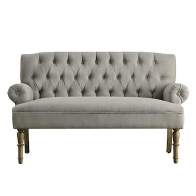 Moser Bay Arete Upholstered Tufted Settee Chesterfield Style Loveseat, Velvet or Linen