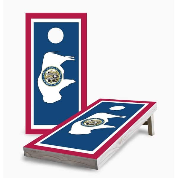 slide 2 of 7, Wyoming State Flag Cornhole Game (Choose Wraps or Boards) 2x4 Boards (24" x 48") - Include ALL Accessories