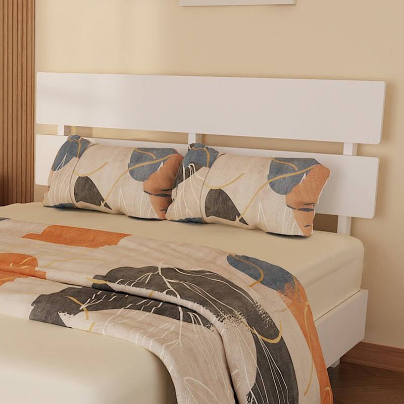 Modern Brown Solid Wood Platform Bed Frame with Headboard