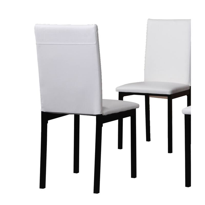 Set of 4 Faux Leather Seat Metal Frame Dining Chairs for Modern Dining.