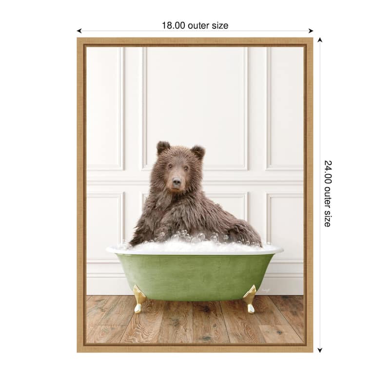 Kate and Laurel Sylvie Mother Bear in Transitional Bathtub Framed Canvas by Amy Peterson