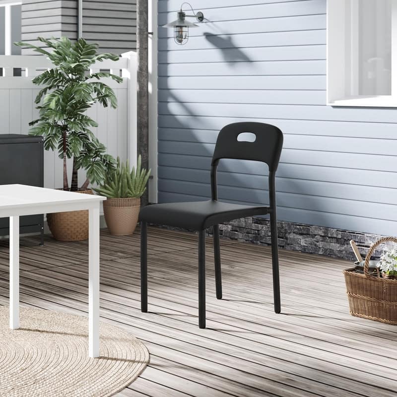 Stackable Modern Dining Chairs Plastic Kitchen Chairsw/ Metal Legs-Waterproof & Stain-Resistant