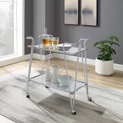 Rosa Mid-Century 2-Teir Rolling Metal Bar Cart