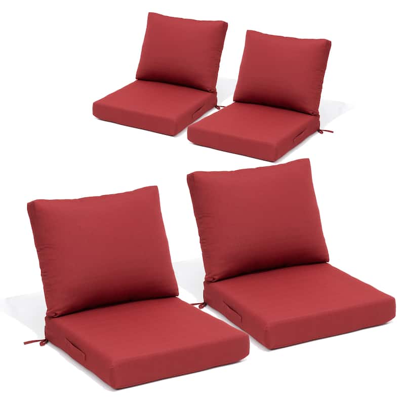 24''x24'' Outdoor Patio Seat Cushion Set with Removable Cover - 4PC - CHILI