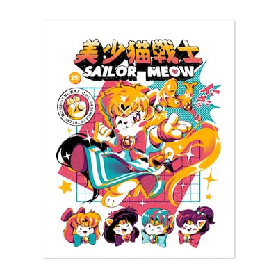 Sailor Meow Illustrations Anime Cartoon Cat Cute Art Print/Poster - Bed ...