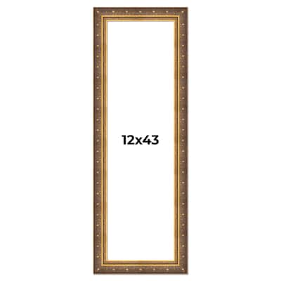 12x43 Frame Vintage Gold Solid Wood Picture Frame | 2.5 Inch Moulding