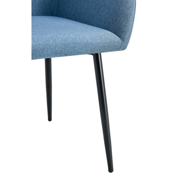Leisure Modern Living Dining Room Accent Arm Chairs Club Guest with strong black metal Legs, Set of 2