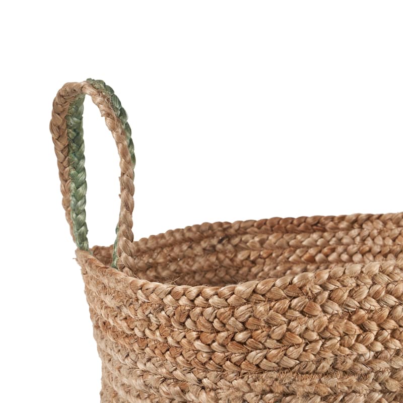 Sevita Two-Tone Jute Hand-Stitched Storage Basket with Handles