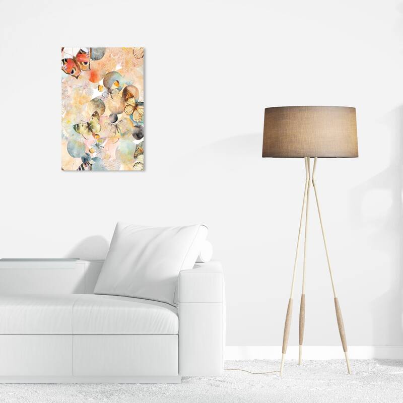 Wynwood Studio Canvas Animals Marius Butterflies White and Vanilla Modern & Contemporary Wall Art Canvas Print - White, Blue - 24 x 16