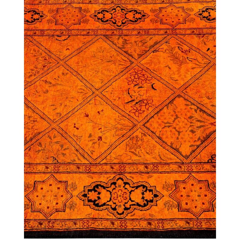 Overton Hand Knotted Wool Vintage Inspired Modern Contemporary Overdyed Orange Runner Rug - 2' 8" x 8' 3"