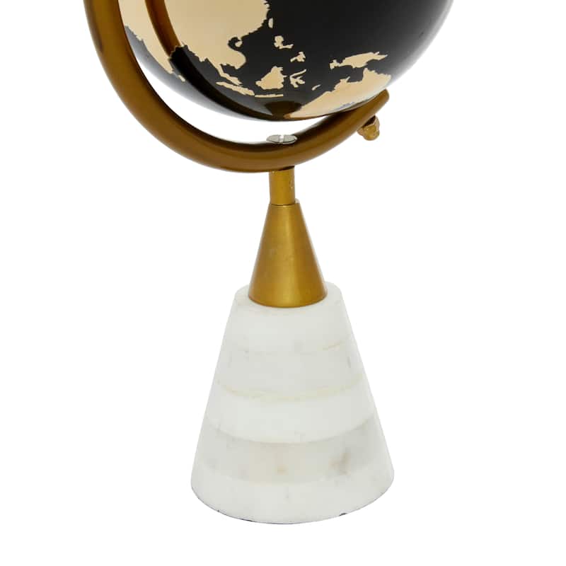 Ceramic Globe with Marble Base - Gold - Roche River Decor - 5"W x 5"L x 11"H