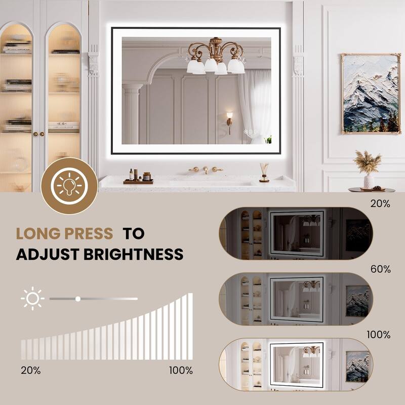 40x30 Inch Frameless LED Bathroom Mirror,Smart Mirror - White